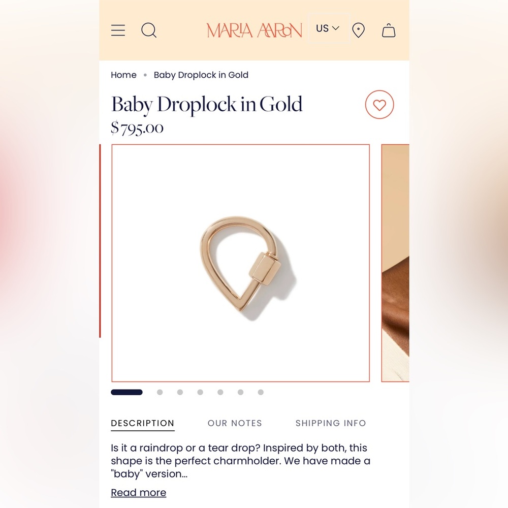 Marla Aaron Baby Droplock in Gold
